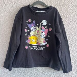 Zara x Sanrio Hello Kitty And Friends Black Long Sleeve Shirt ‎Size 9-10 Years